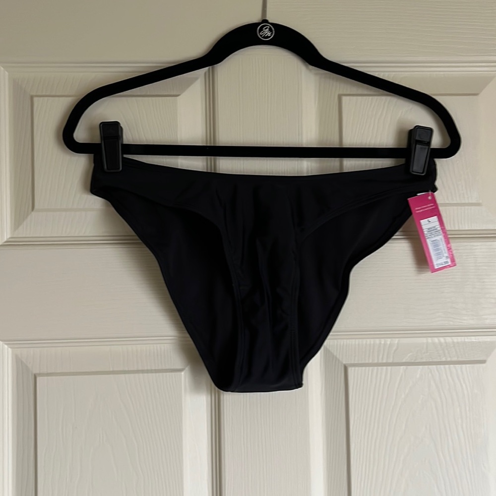 Xhilaration High Leg Scoop Waist Bikini Bottom, Large, Black